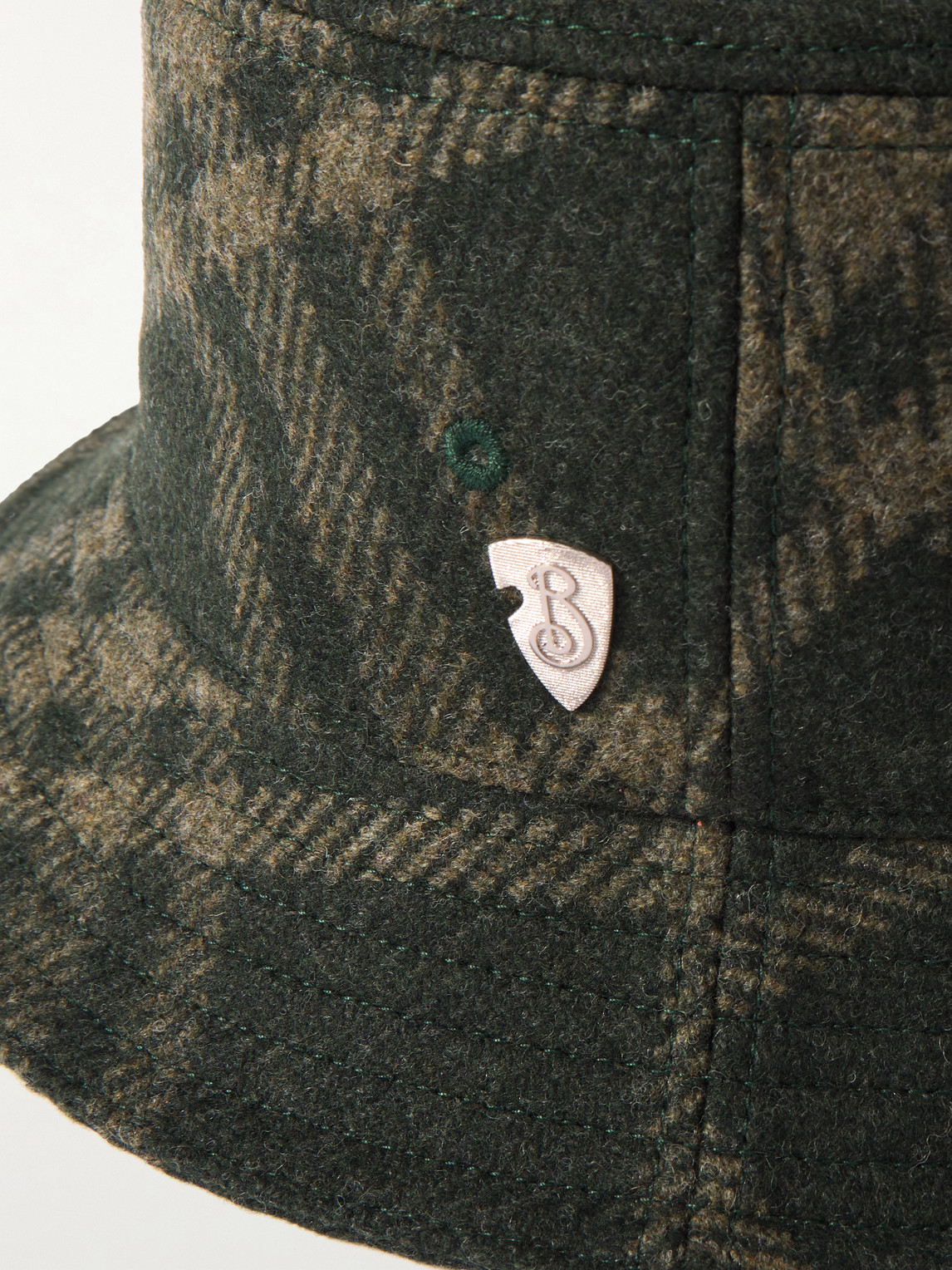 Burberry Logo-appliquéd Checked Brushed-wool Bucket Hat In Green