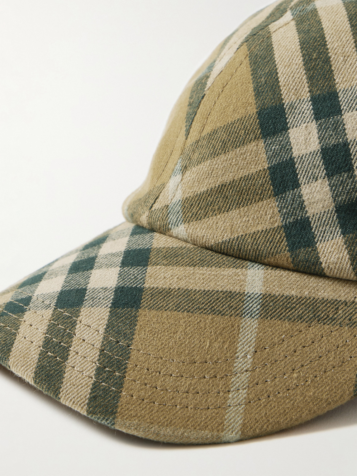 Shop Burberry Checked Cotton-twill Baseball Cap In Neutrals