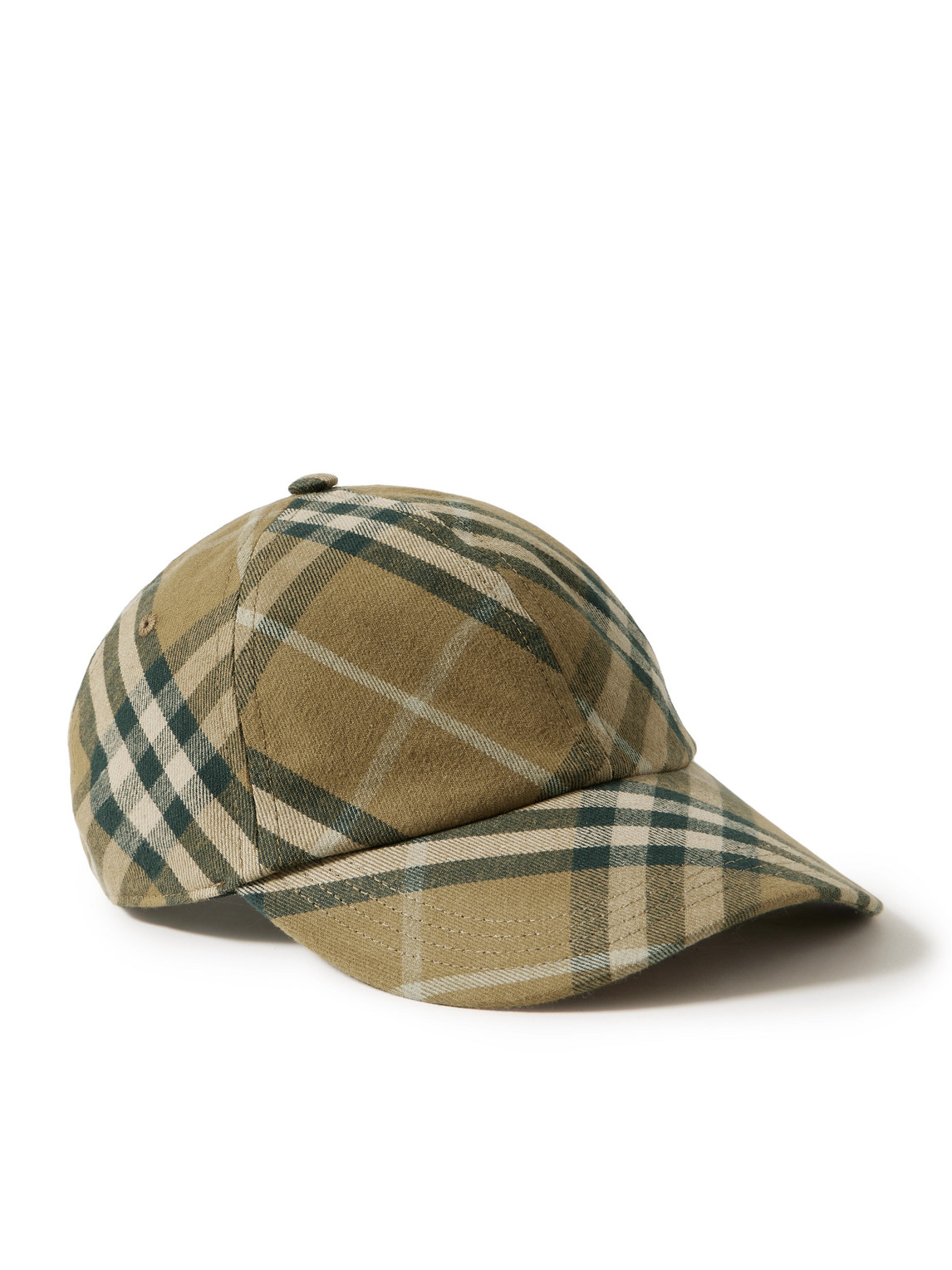 Shop Burberry Checked Cotton-twill Baseball Cap In Neutrals