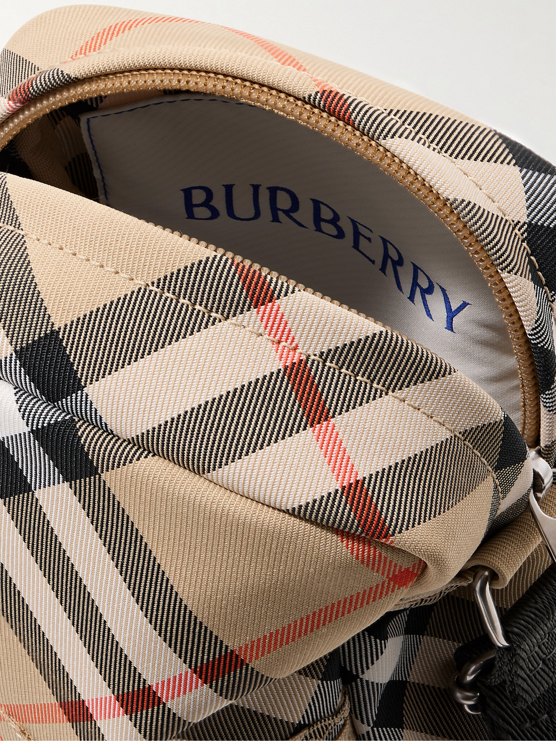 Burberry Logo-appliquéd Checked Canvas Messenger Bag In Neutrals