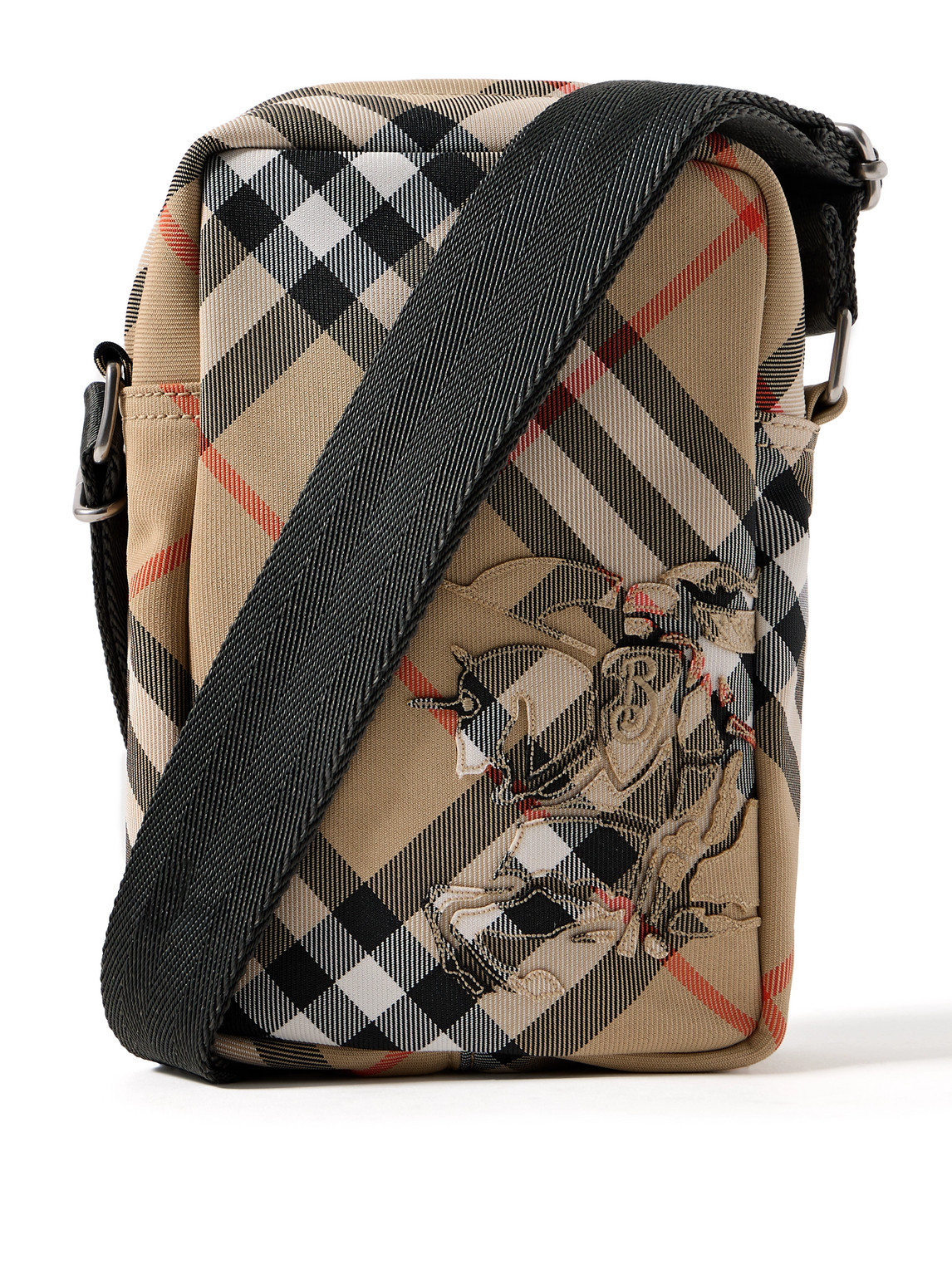 Burberry Logo-appliquéd Checked Canvas Messenger Bag In Neutrals