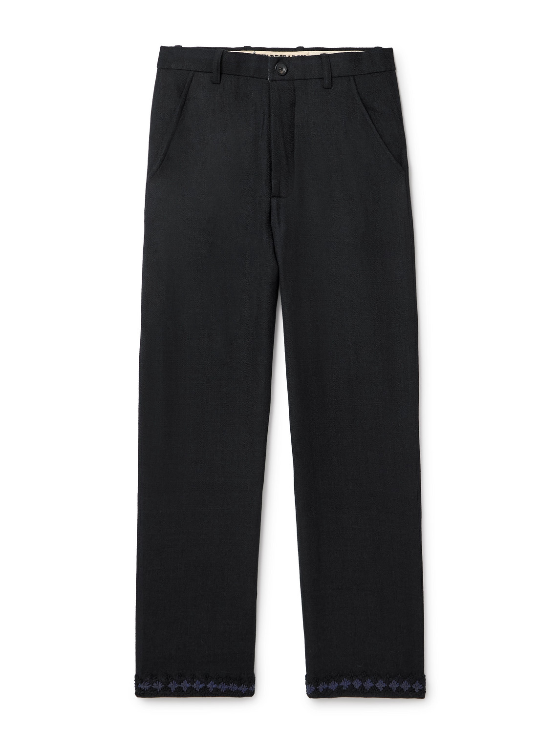 Kartik Research Straight-leg Wool-flannel Suit Trousers In Black