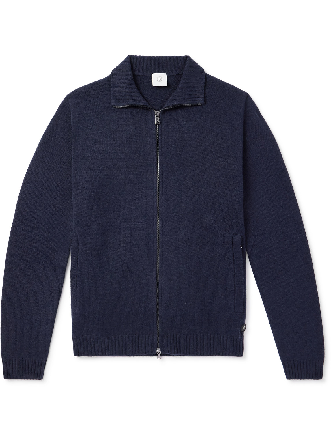 Bogner Dexter Wool And Cashmere-blend Zip-up Cardigan In Blue