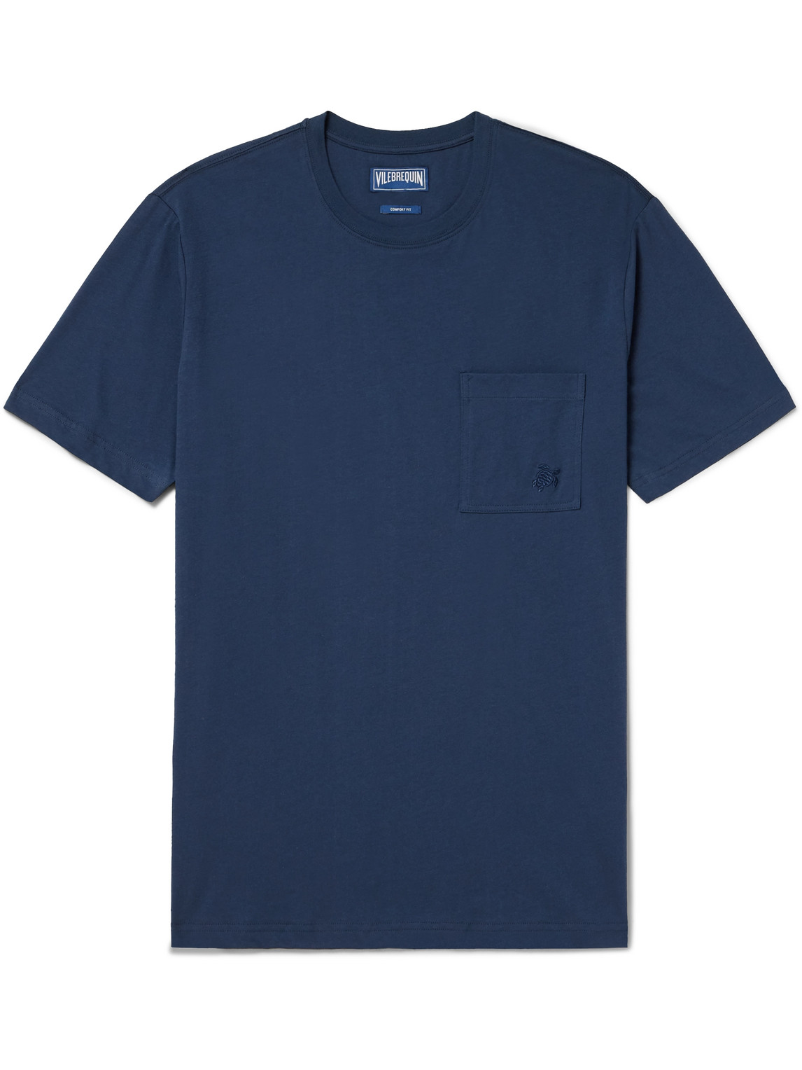 Vilebrequin Titan Slim-fit Logo-embroidered Cotton-jersey T-shirt In Blue