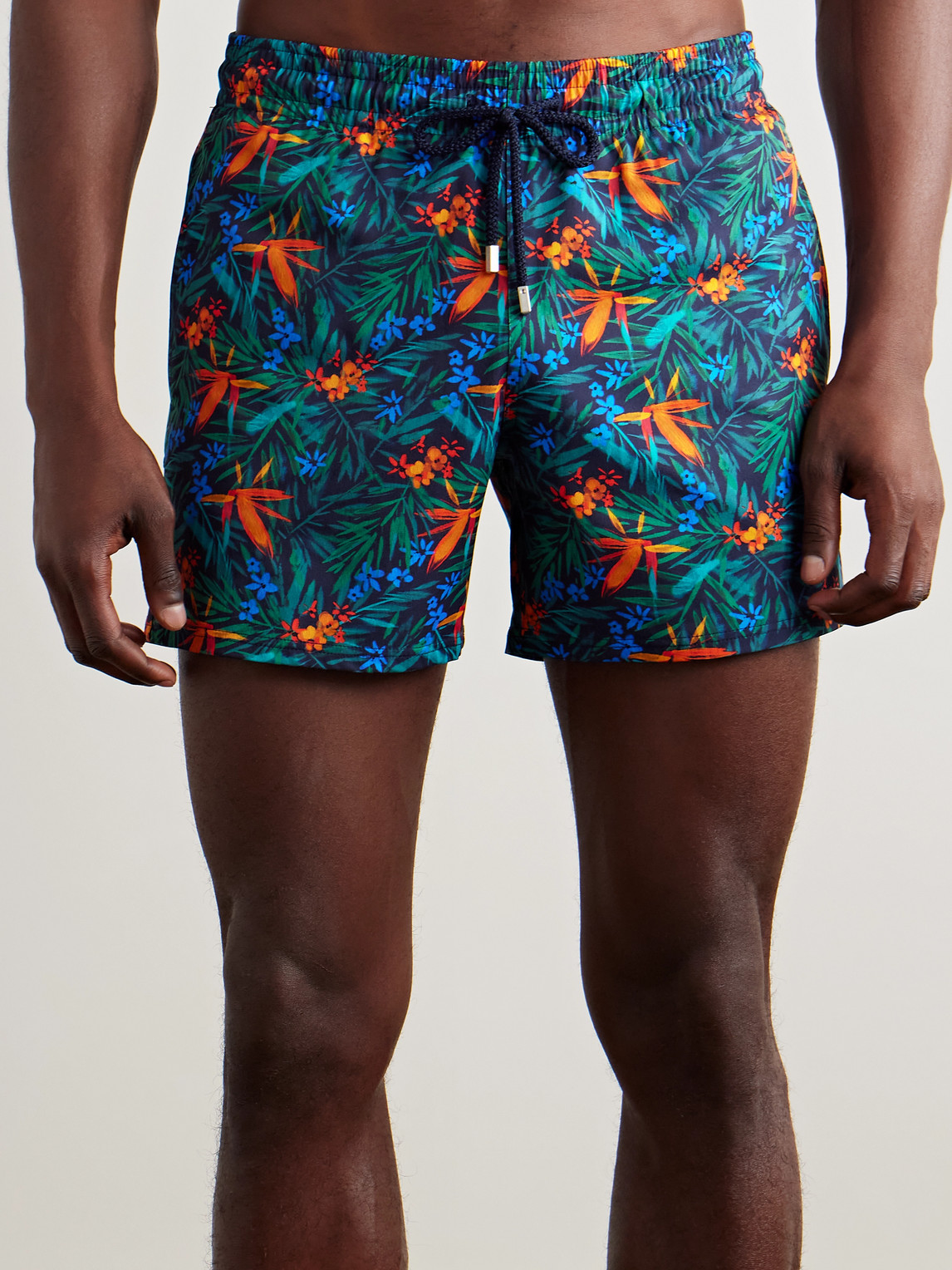 Vilebrequin Moorise Straight-leg Mid-length Printed Swim Shorts In Blue