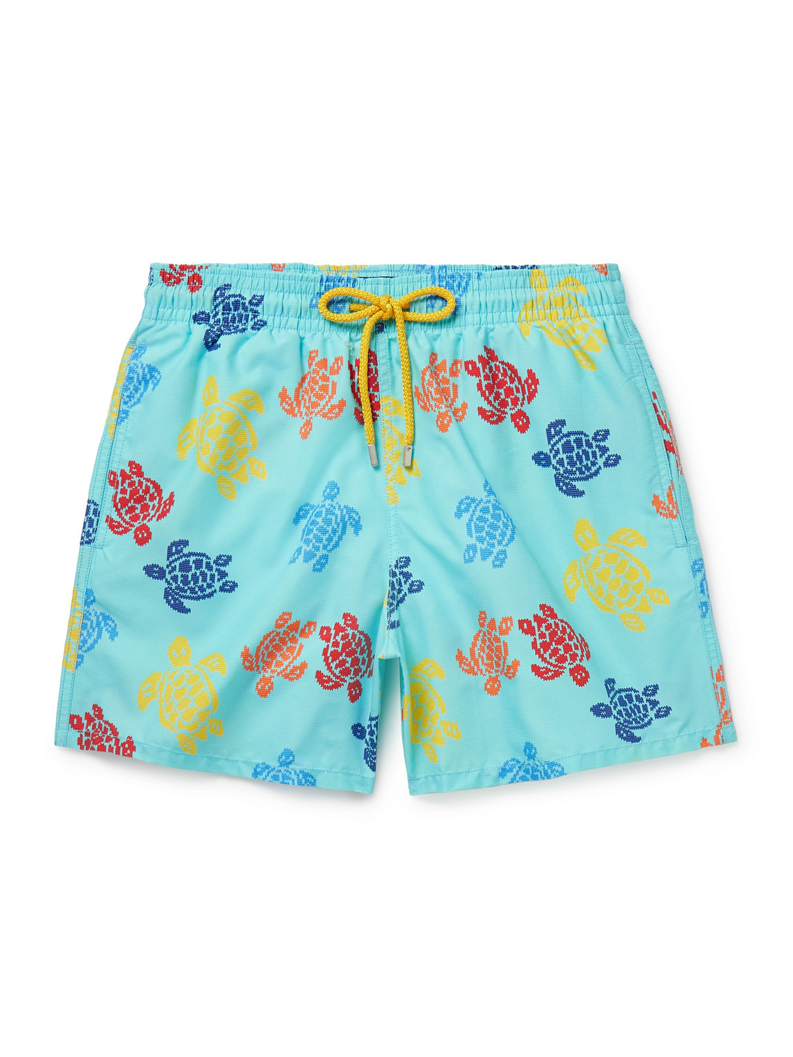Vilebrequin Moorea Straight-leg Mid-length Printed Econyl® Swim Shorts In Blue