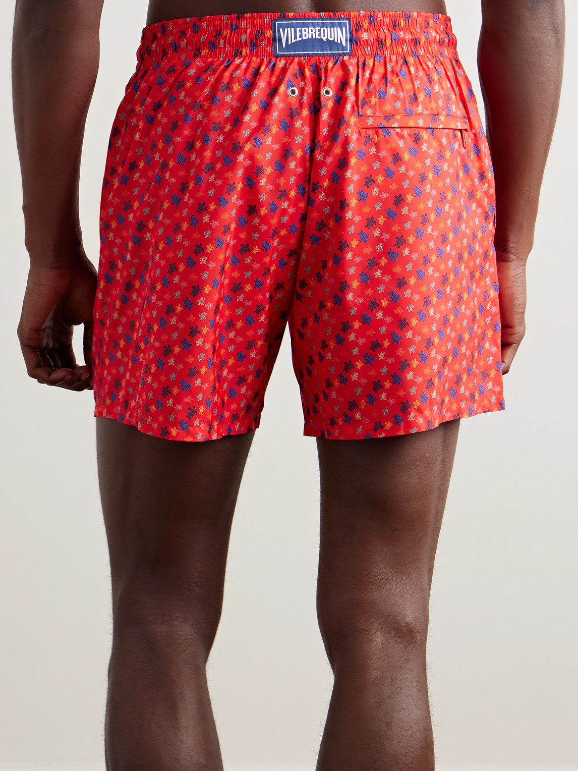 Vilebrequin Mahina Straight-leg Mid-length Recycled Swim Shorts In Red