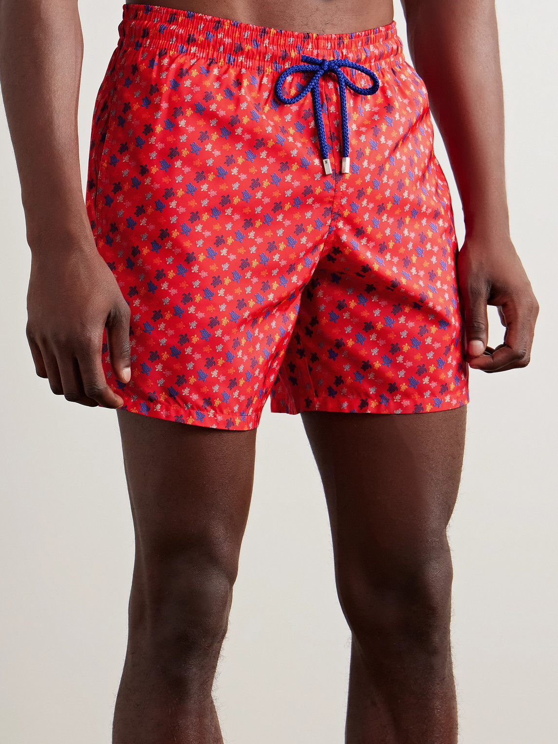 Vilebrequin Mahina Straight-leg Mid-length Recycled Swim Shorts In Red