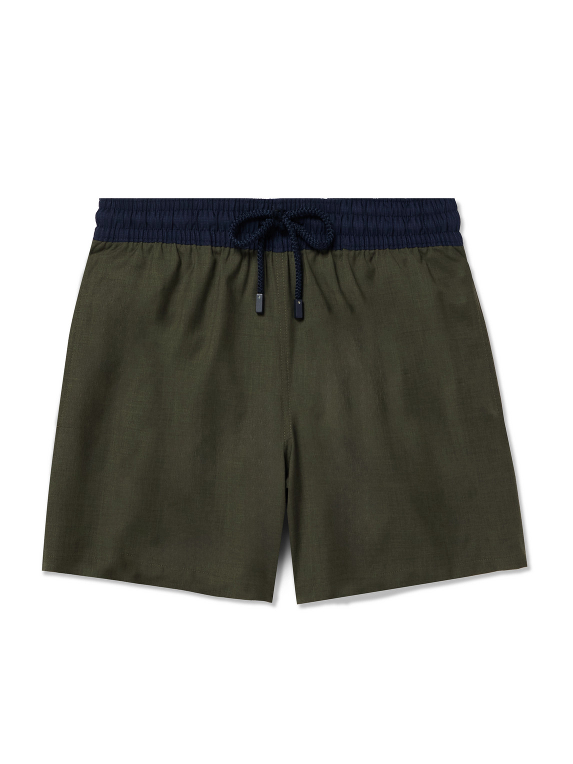 Vilebrequin Magnus Wide-leg Mid-length Wool Swim Shorts In Green