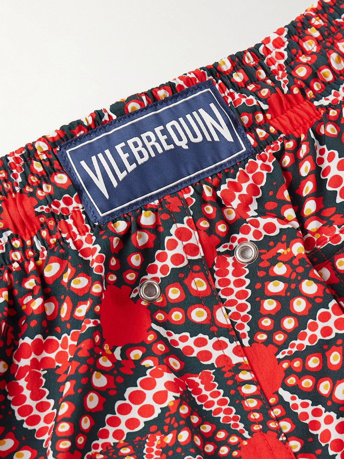 Vilebrequin Moorise Straight-leg Mid-length Printed Swim Shorts In Red