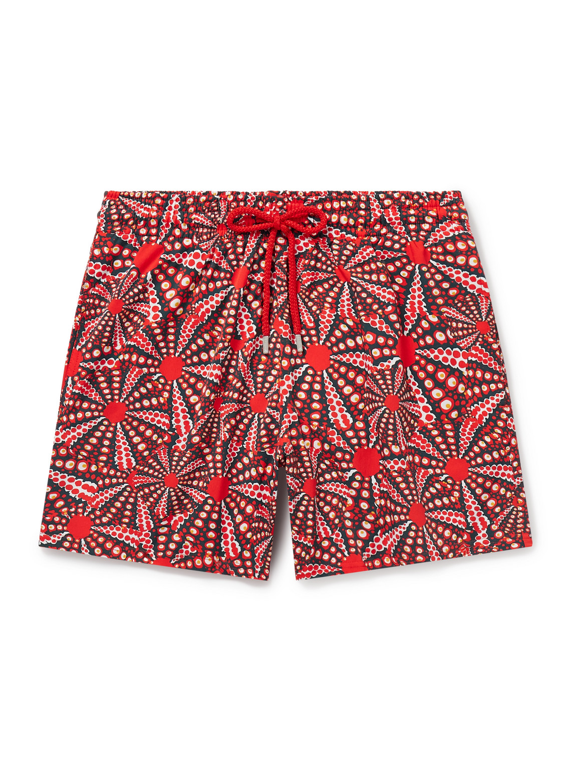 Vilebrequin Moorise Straight-leg Mid-length Printed Swim Shorts In Red