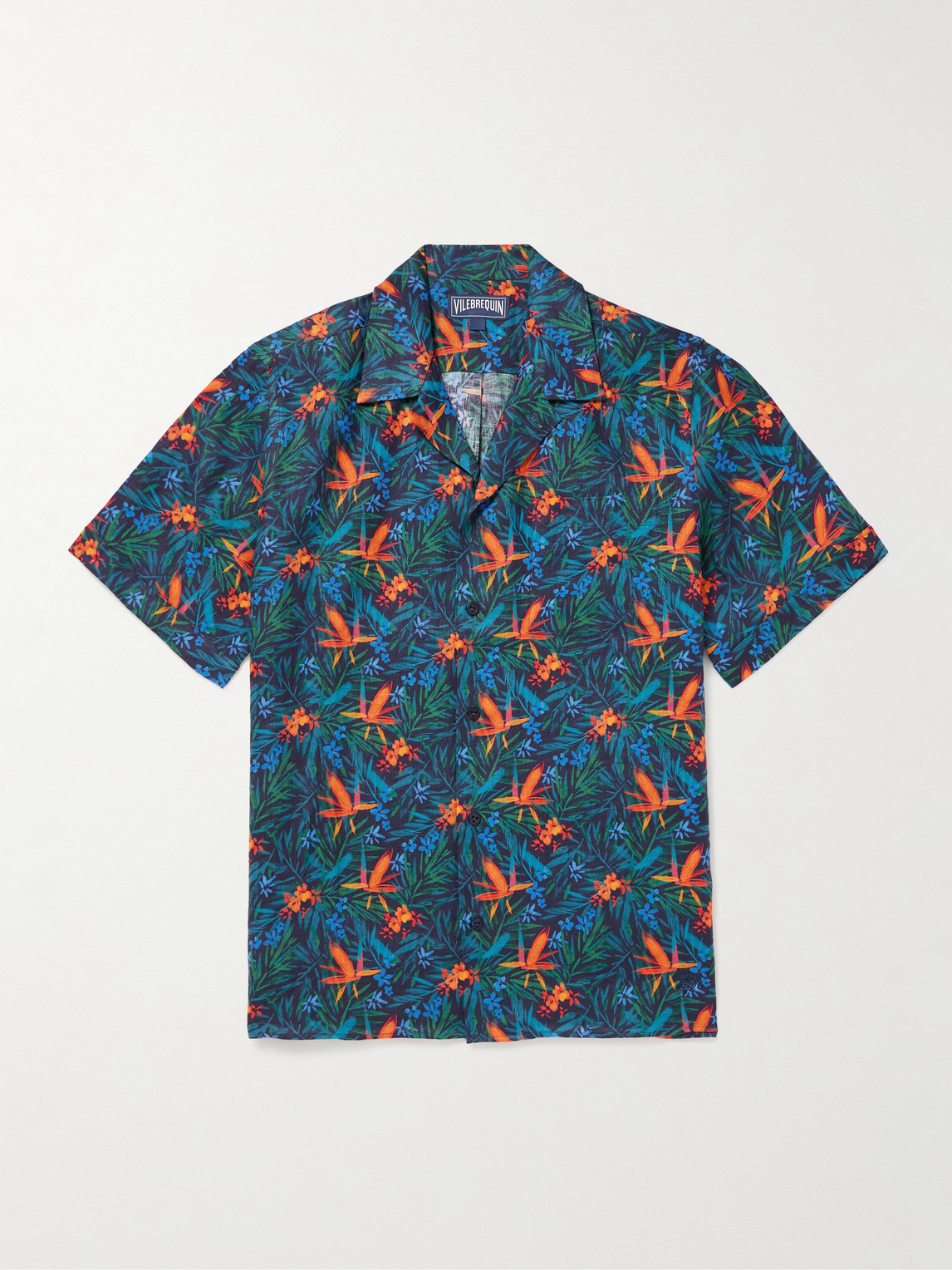 Vilebrequin Charli Camp-Collar Printed Linen hirt - Men