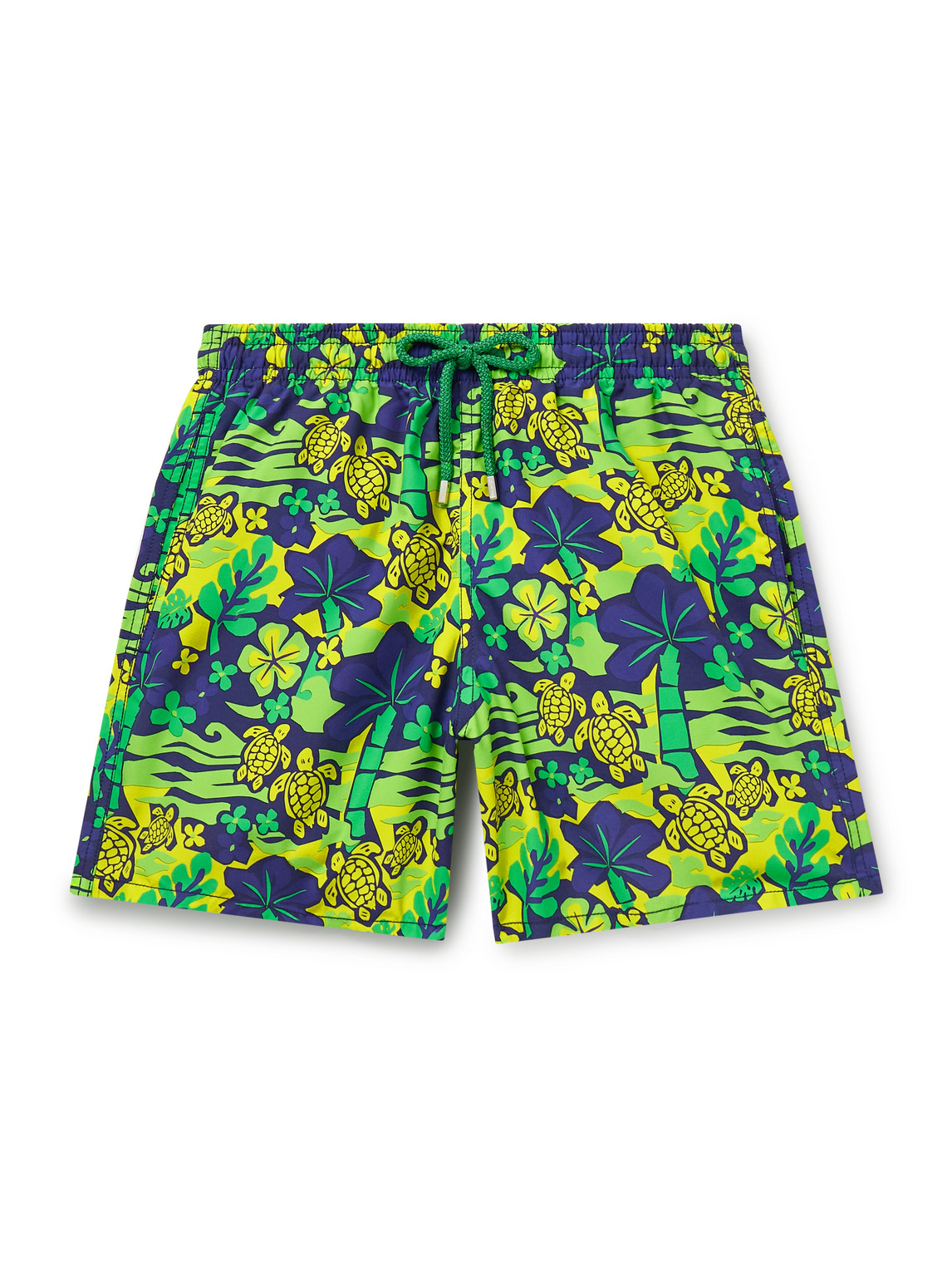 Vilebrequin Moorea Straight-leg Mid-length Printed Swim Shorts In Green