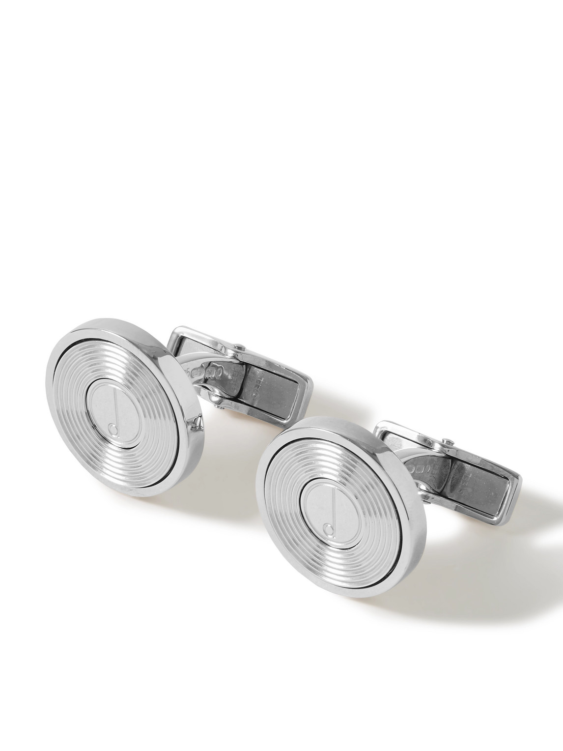 DUNHILL SERIES D OPTICAL LINES RHODIUM-PLATED SILVER CUFFLINKS