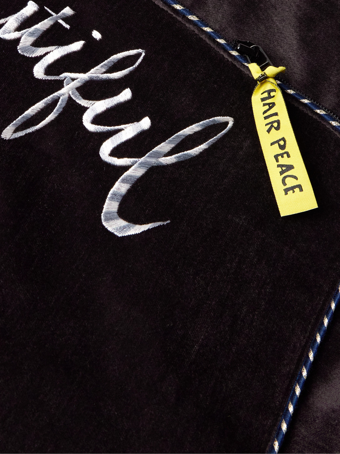 Shop Kapital Embroidered Quilted Shell-trimmed Cotton-velvet Bomber Jacket In Black