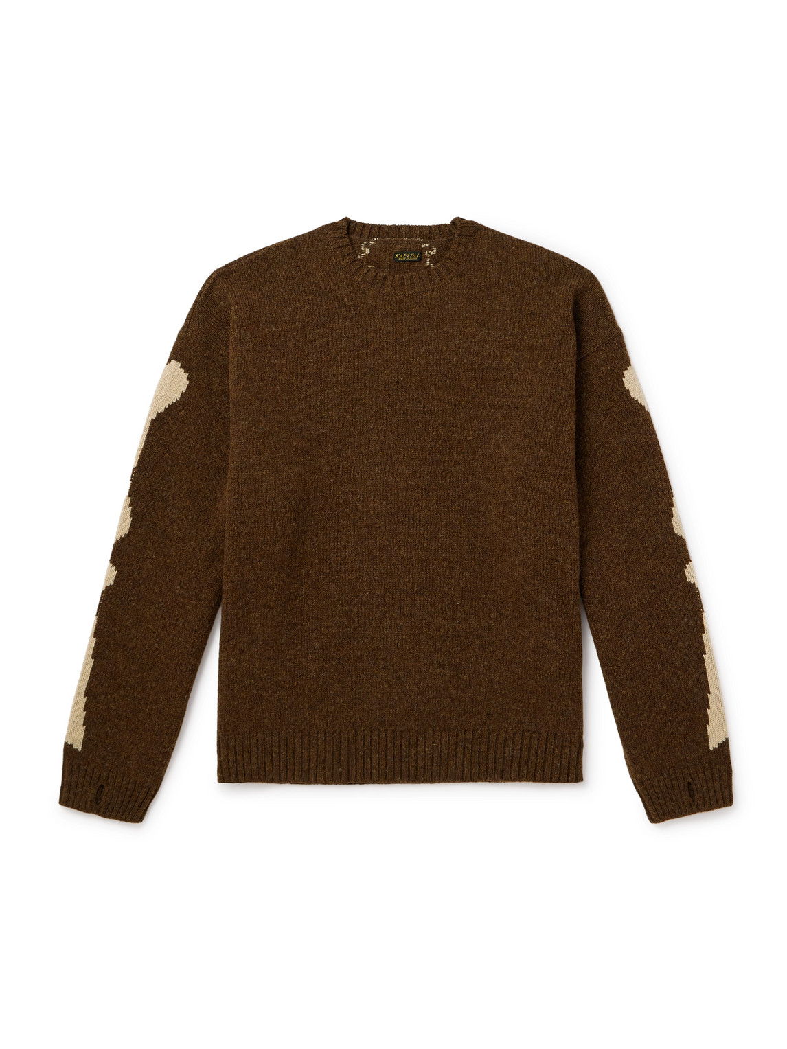 Kapital Oversized Intarsia Wool Jumper In Brown