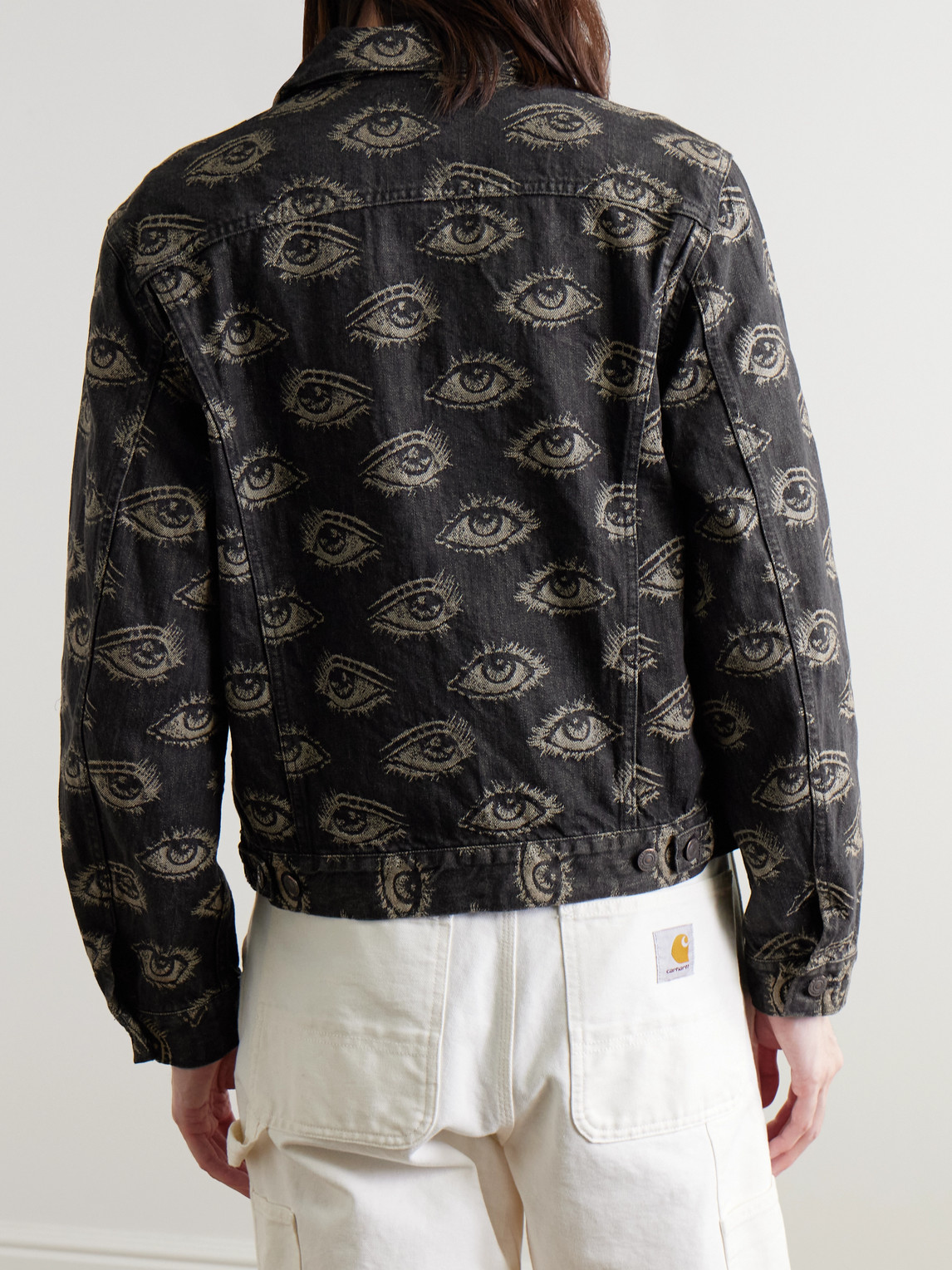 Shop Kapital Speakeasy Printed Denim Jacket In Black