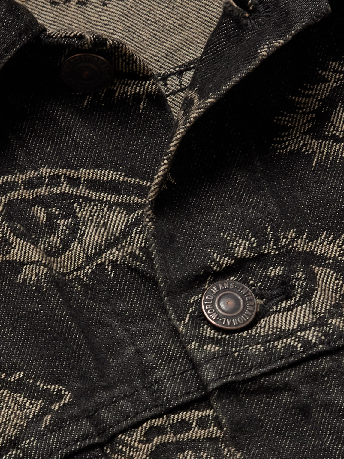Shop Kapital Speakeasy Printed Denim Jacket In Black