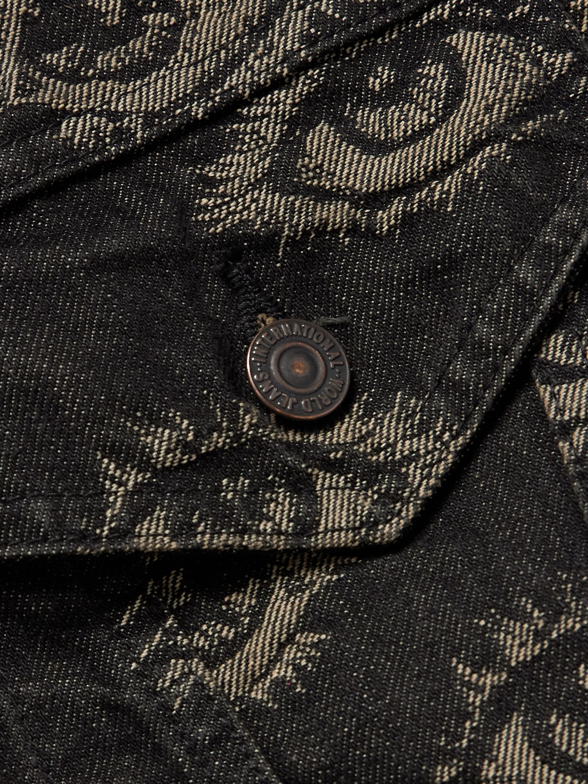 Shop Kapital Speakeasy Printed Denim Jacket In Black