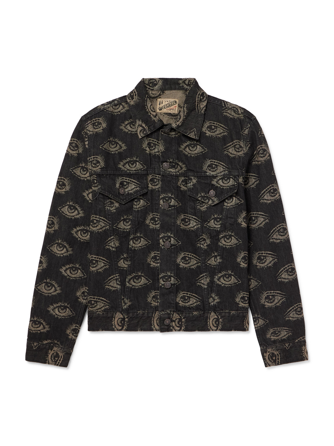 Shop Kapital Speakeasy Printed Denim Jacket In Black
