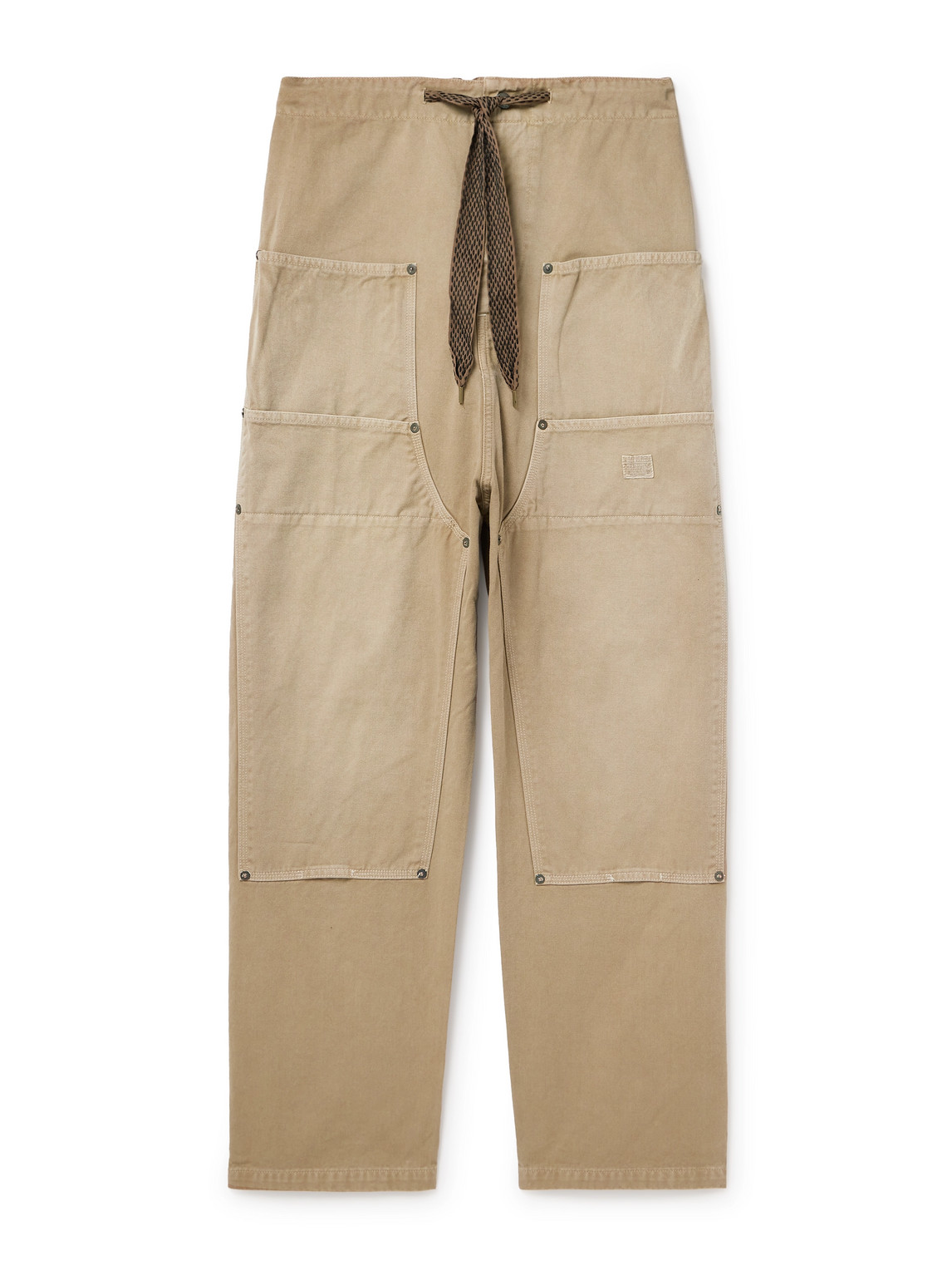 Kapital Katsuragi Wide-leg Panelled Cotton-twill Drawstring Trousers In Neutrals