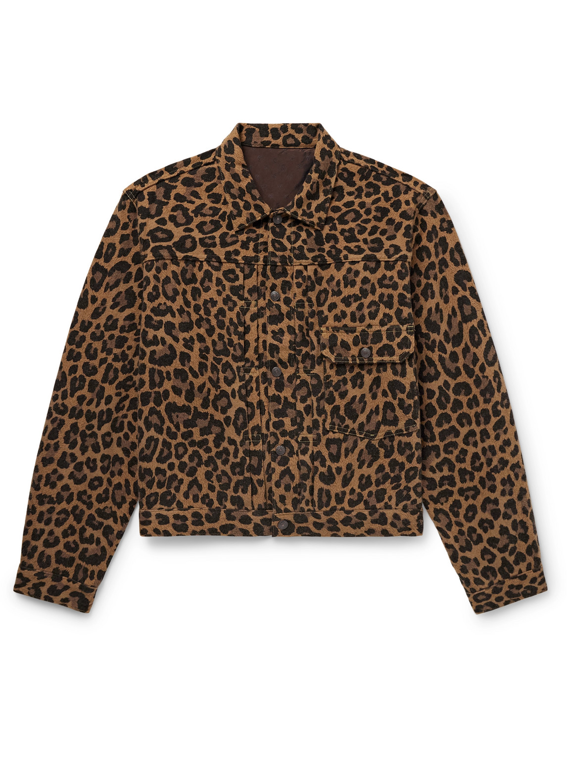 Leopard-Print Brushed Cotton-Blend Twill Jacket