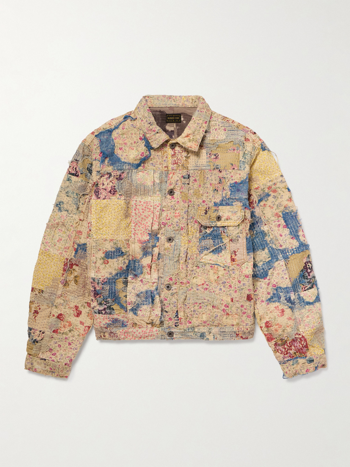 KAPITAL Boro Distressed Patchwork Cotton and Linen-Blend Jacket - Men