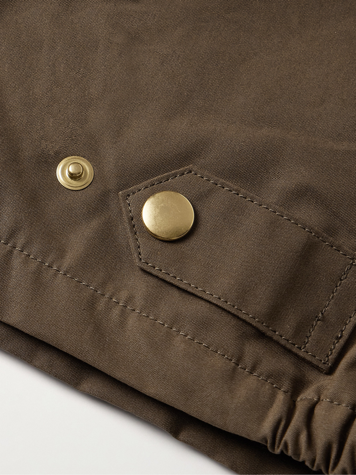 Kapital Drizzler Cropped Corduroy-trimmed Oiled-cotton Jacket In Brown