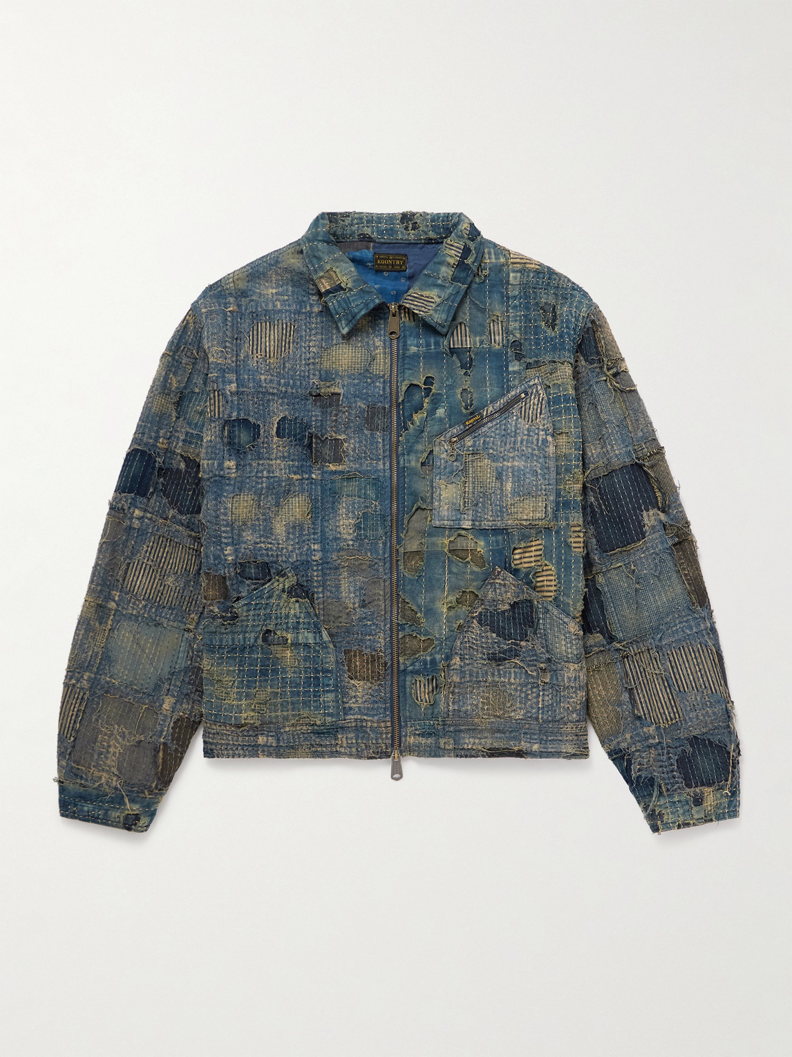 KAPITAL Boro Distressed Patchwork Denim Jacket - Men