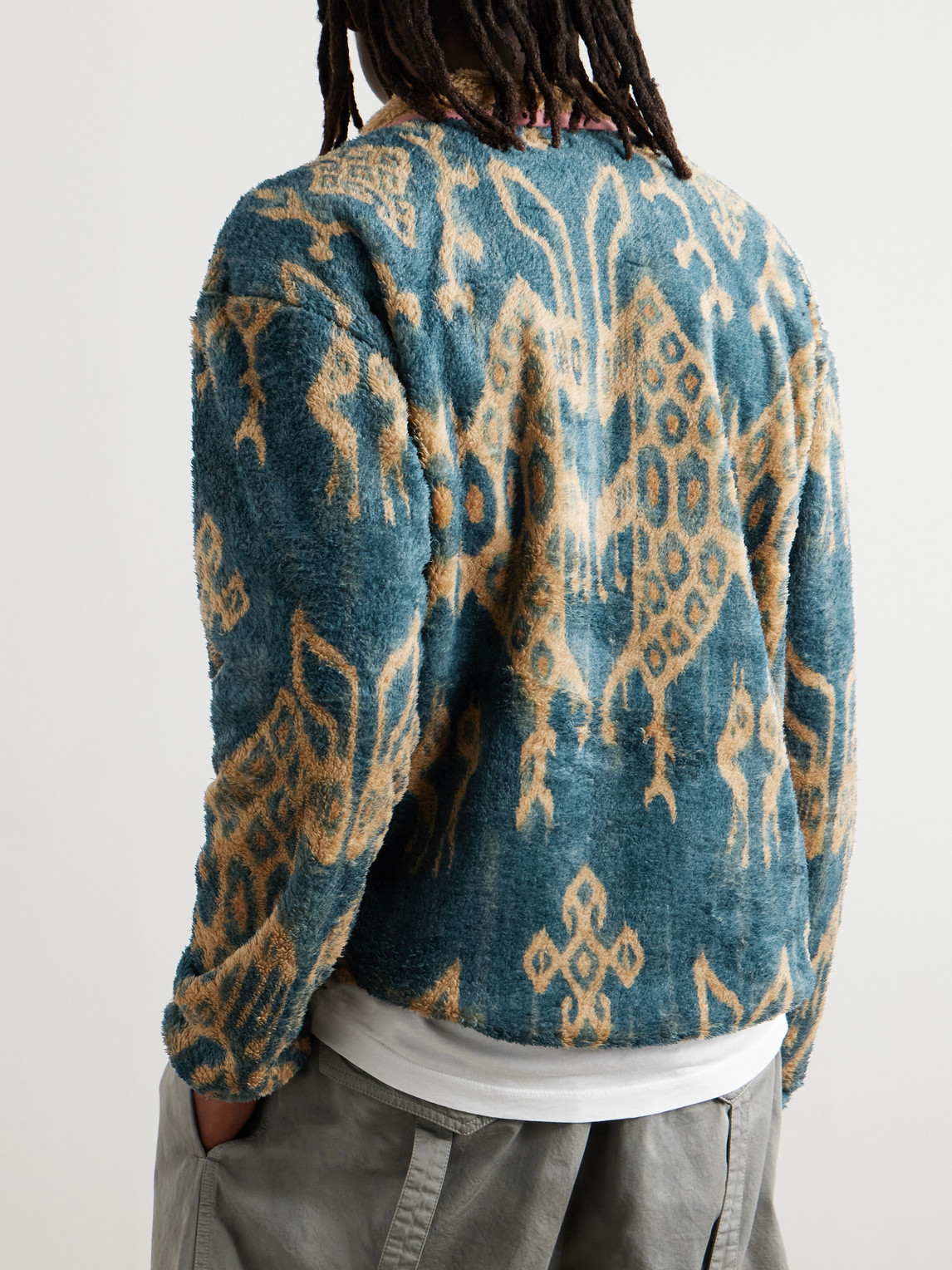 KAPITAL JAVA KASURI JACQUARD-TRIMMED PRINTED FLEECE SWEATSHIRT