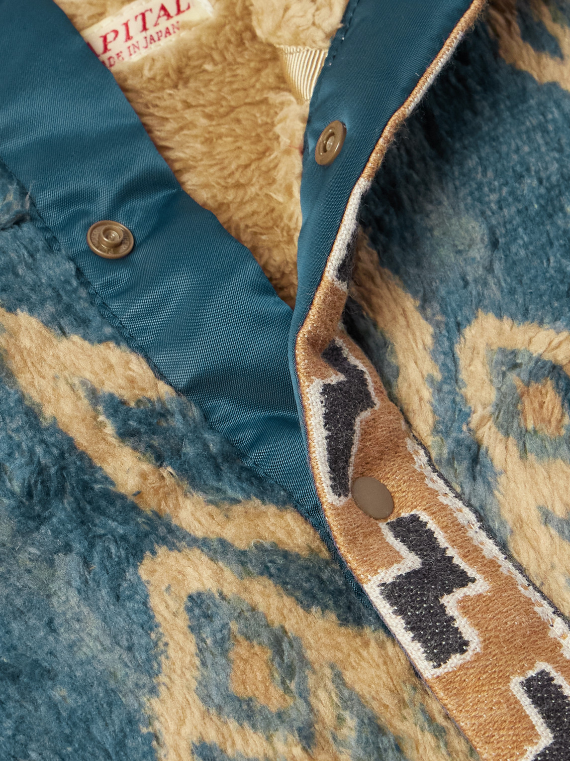 KAPITAL JAVA KASURI JACQUARD-TRIMMED PRINTED FLEECE SWEATSHIRT