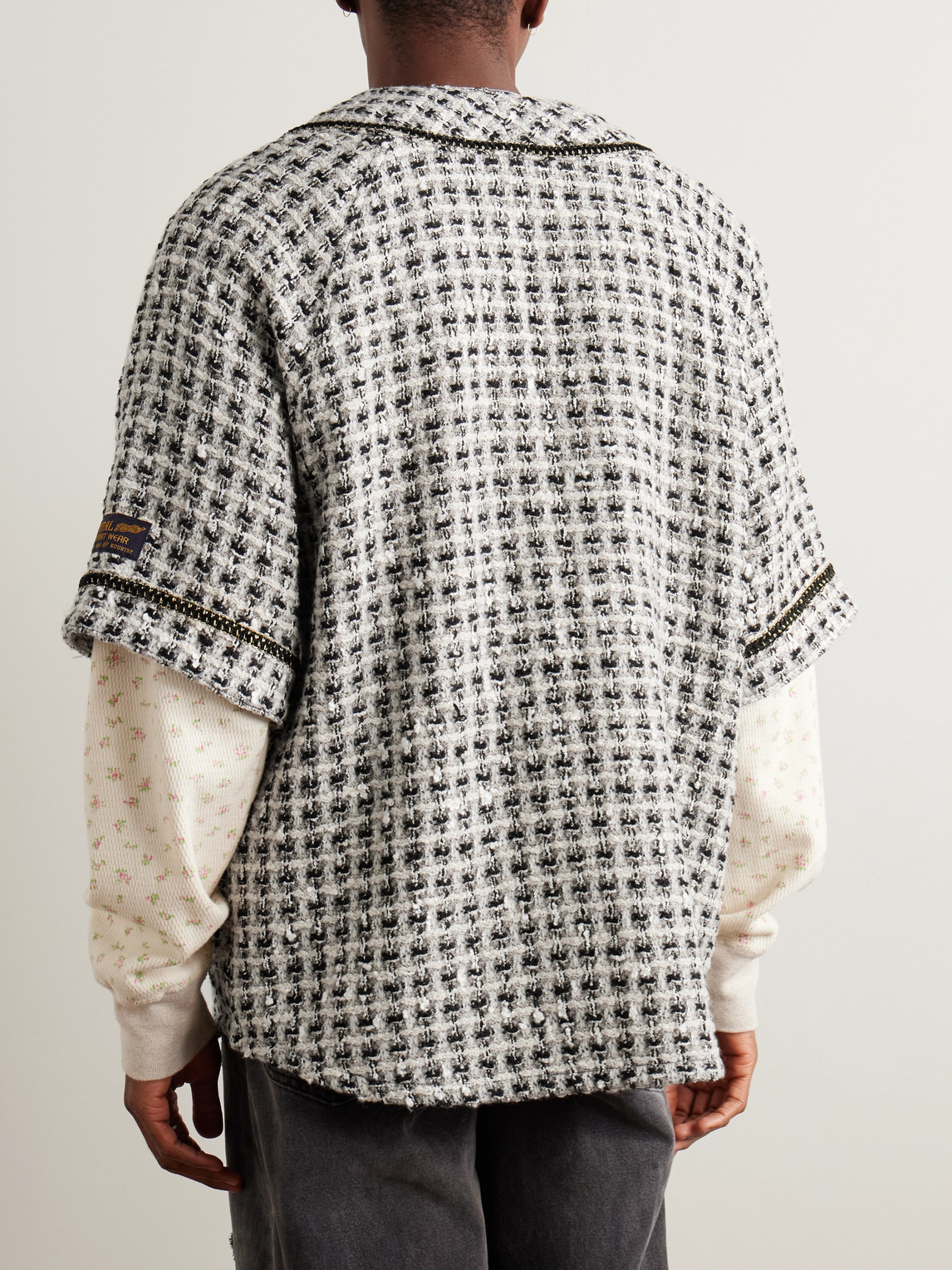 Shop Kapital Great Kountry Appliquéd Embroidered Tweed Shirt In White