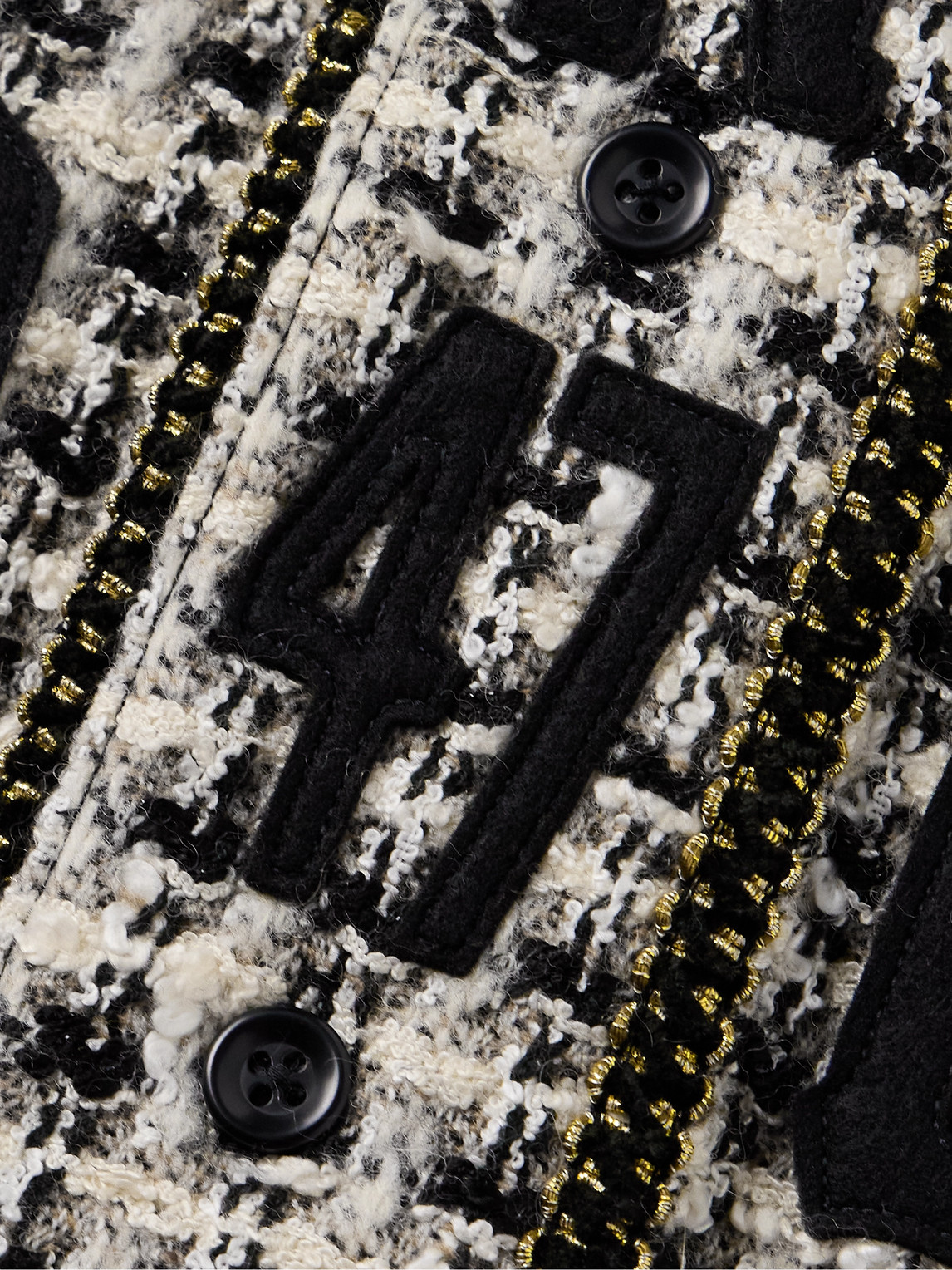 Shop Kapital Great Kountry Appliquéd Embroidered Tweed Shirt In White