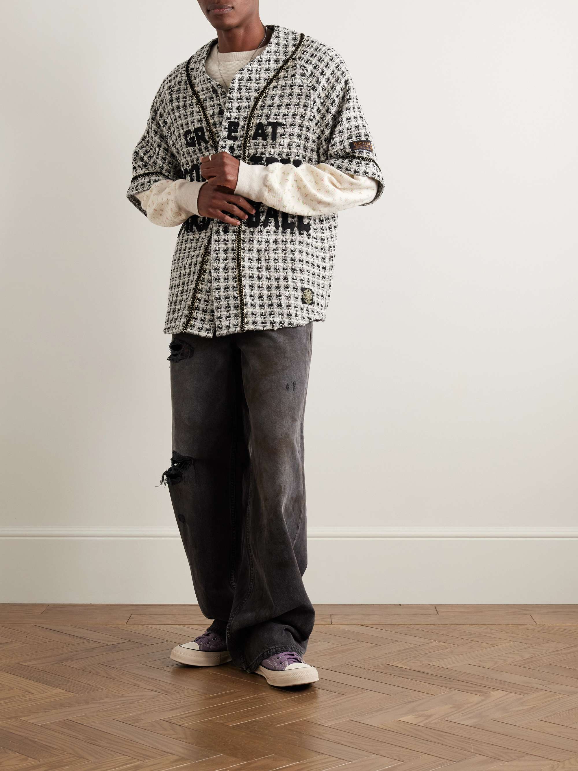 KAPITAL Great Kountry Appliquéd Embroidered Tweed Shirt for