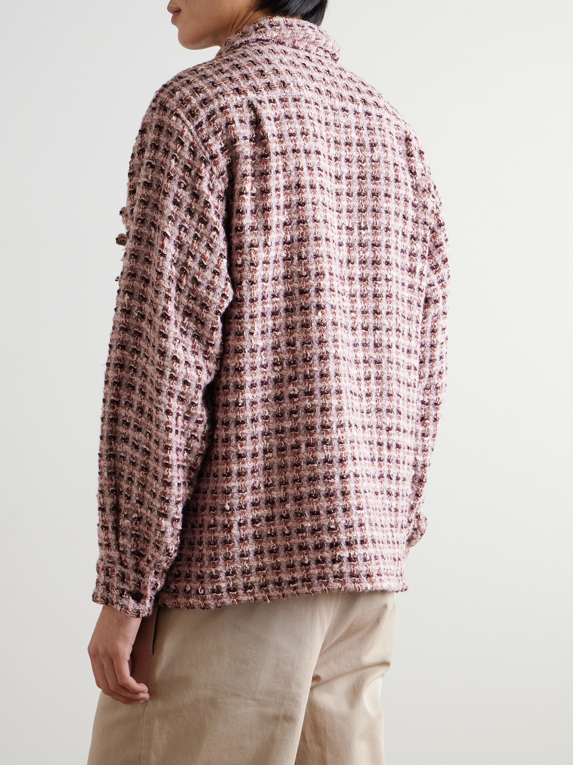 Shop Kapital Wool-blend Tweed Overshirt In Pink