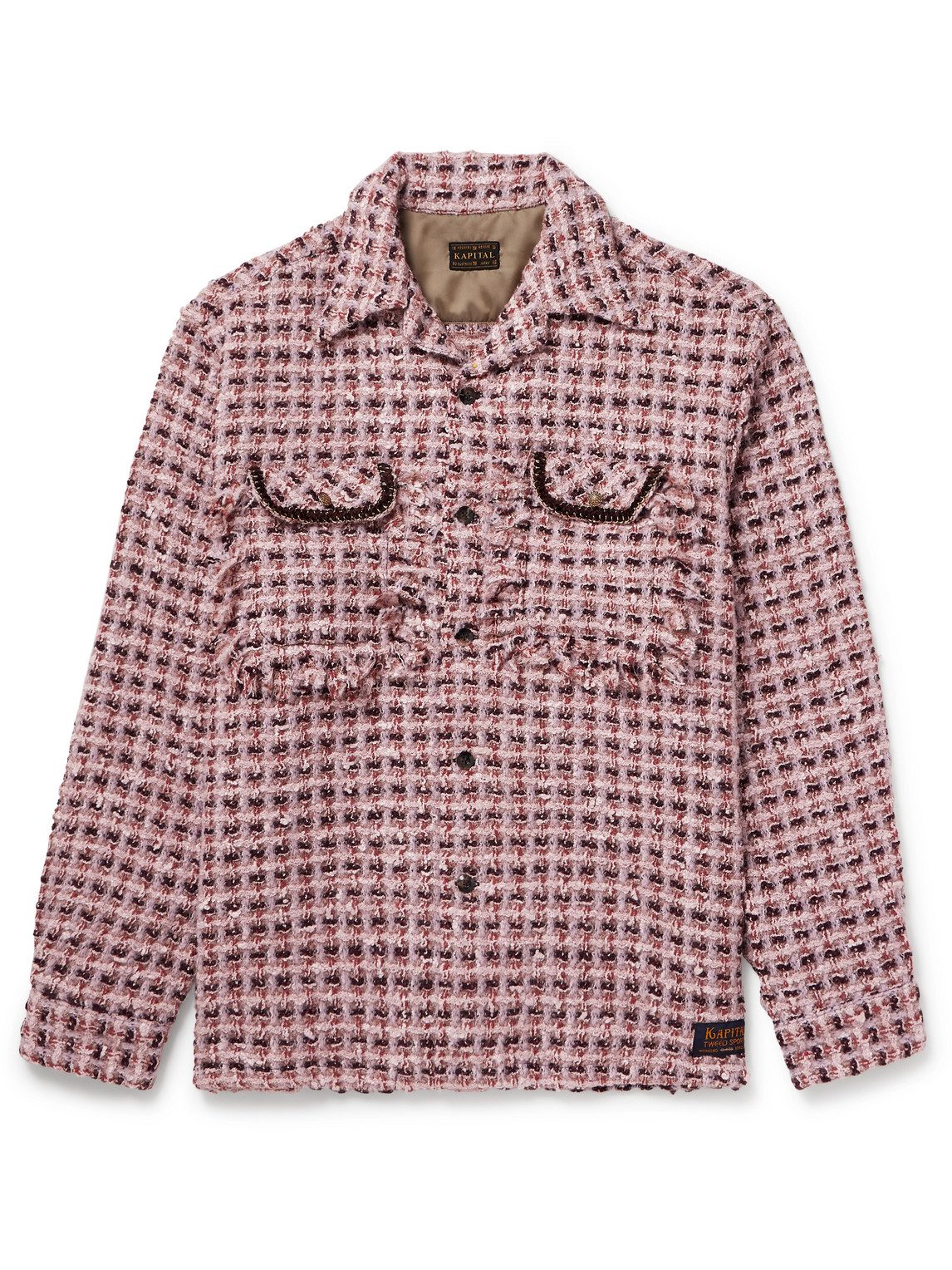 Kapital Wool-blend Tweed Overshirt In Pink
