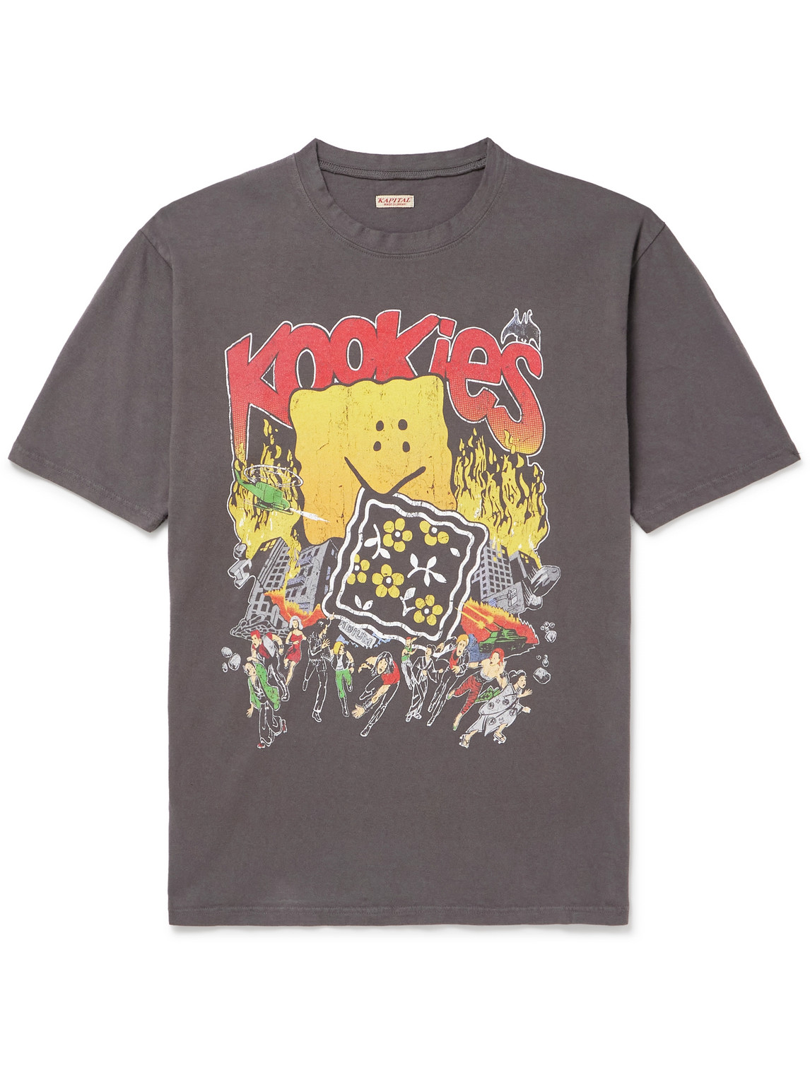 Kapital Buster Peckish Bowy Printed Cotton-jersey T-shirt In Gray