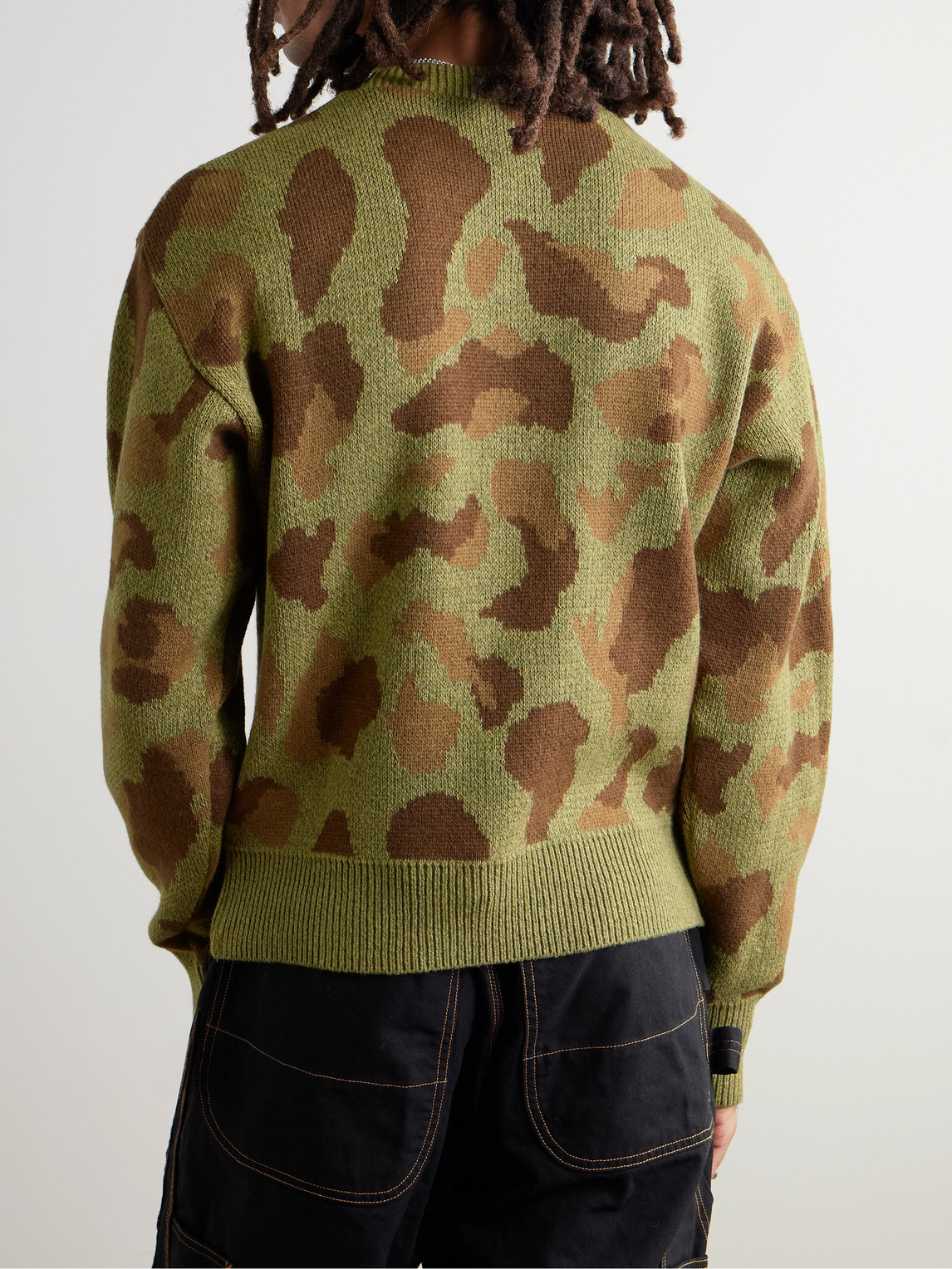 Shop Kapital Camouflage-print Jacquard-knit Sweater In Green
