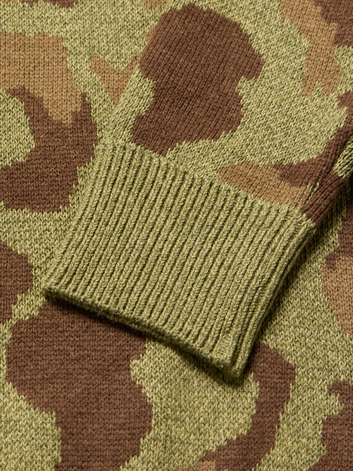 Shop Kapital Camouflage-print Jacquard-knit Sweater In Green