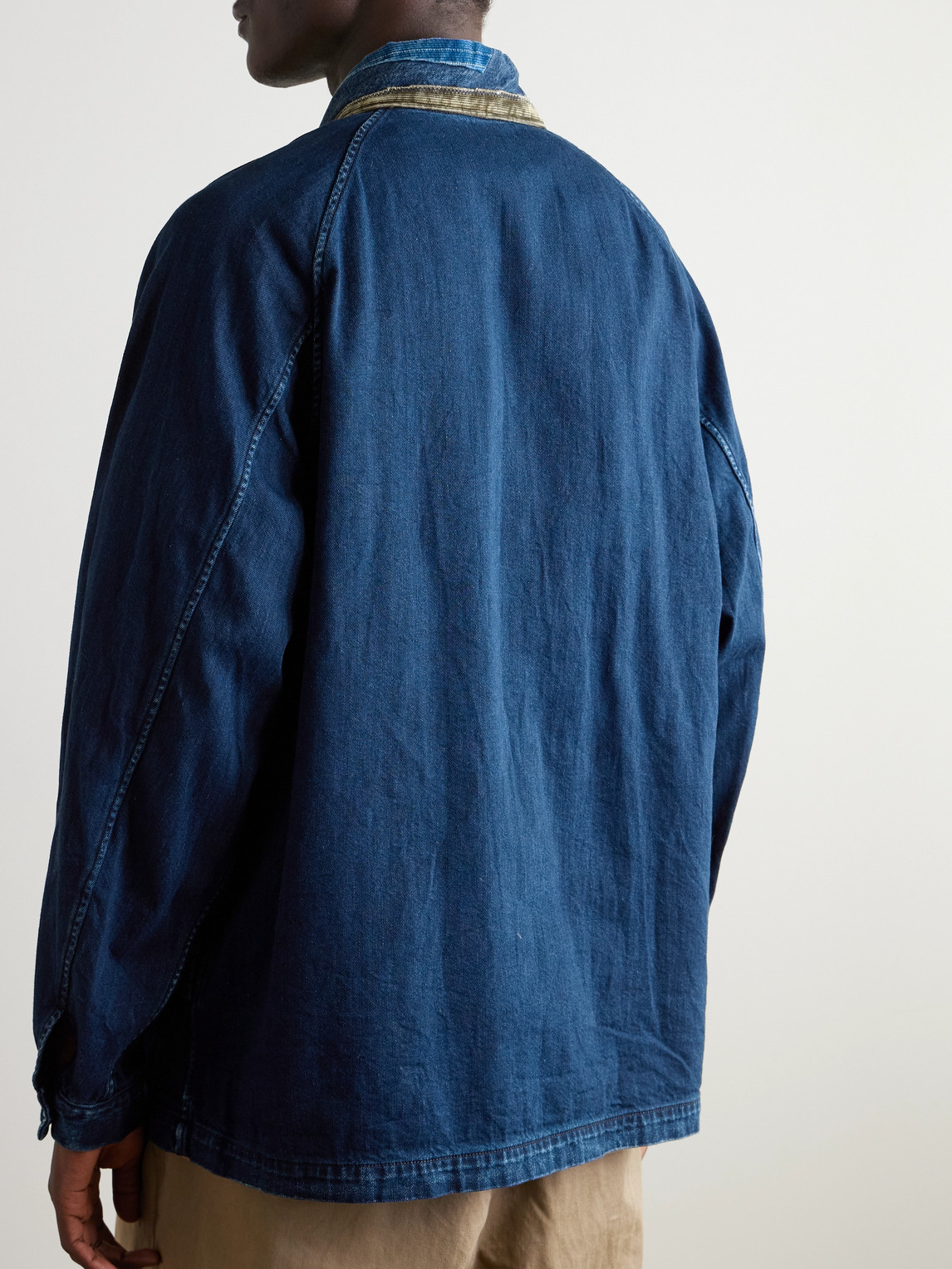 KAPITAL TIGER JUDDBHAN PATCHWORK CORDUROY-TRIMMED DENIM CARDIGAN