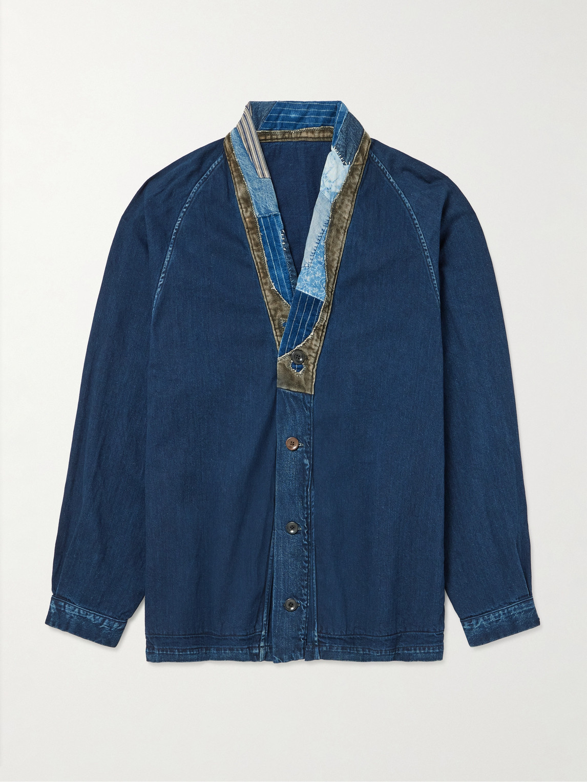 KAPITAL Tiger Juddbhan Patchwork Corduroy-Trimmed Denim Cardigan - Men