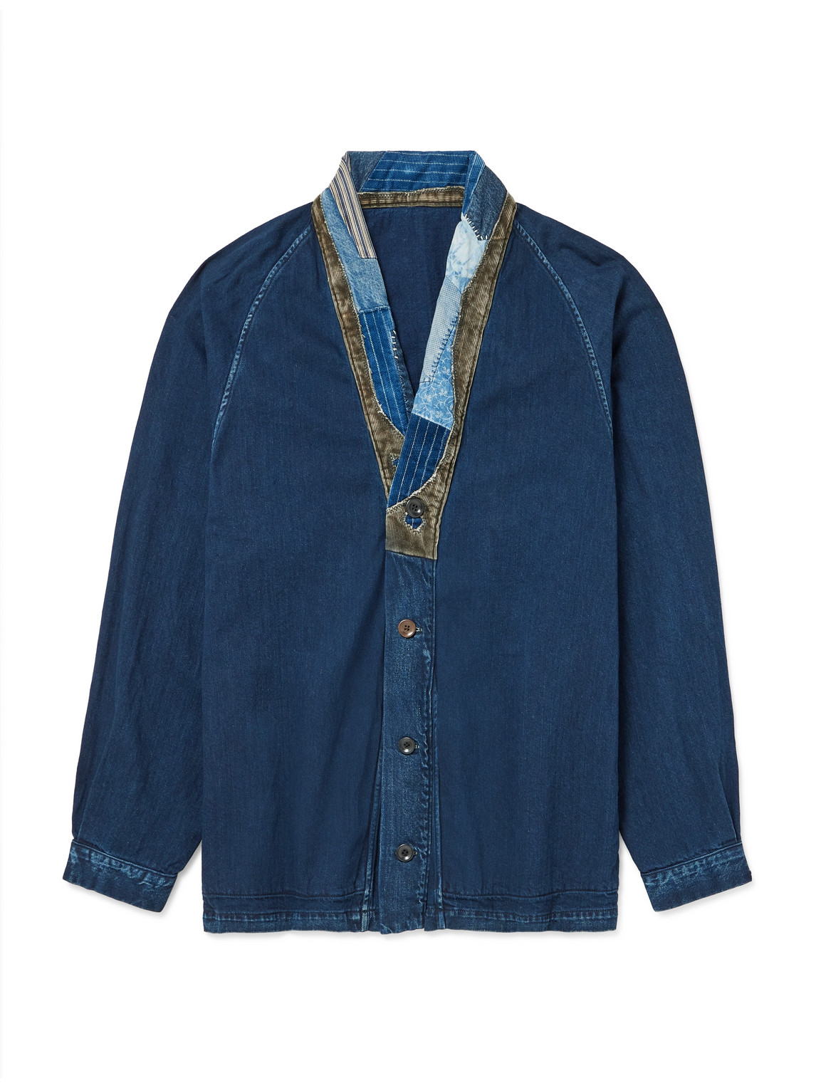 Tiger Juddbhan Patchwork Corduroy-Trimmed Denim Cardigan