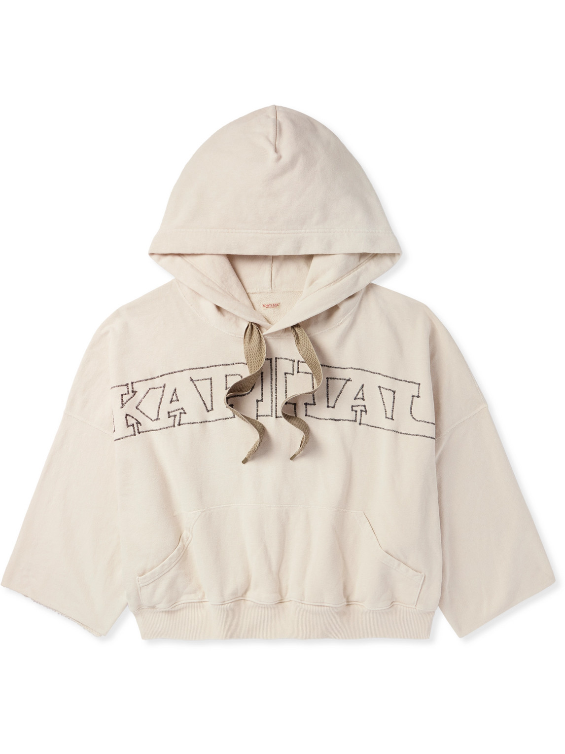 Kapital Logo-embroidered Cotton-jersey Hoodie In Neutrals