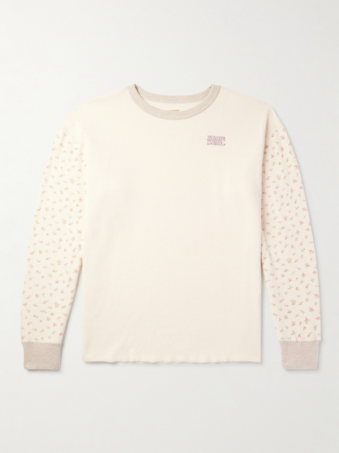 KAPITAL Logo-Embroidered Printed Waffle-Knit Cotton-Jersey T-Shirt - Men