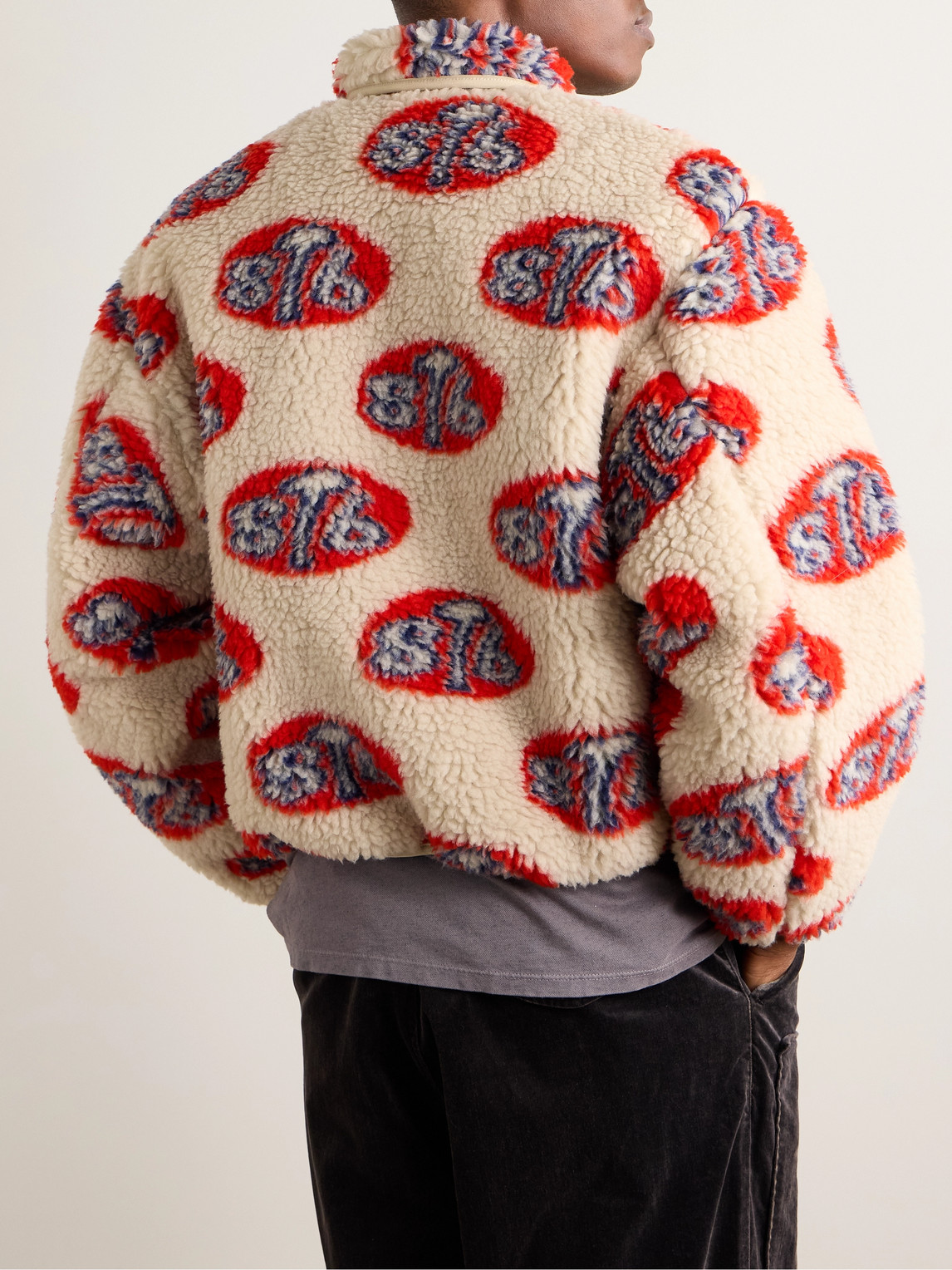 Shop Kapital Drizzler Cropped Printed Fleece Jacket In Neutrals