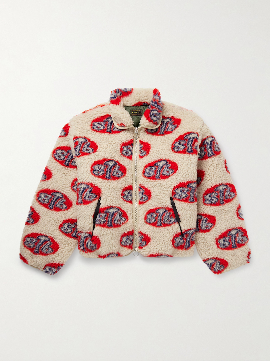 Kapital Drizzler Cropped Printed Fleece Jacket In Neutrals