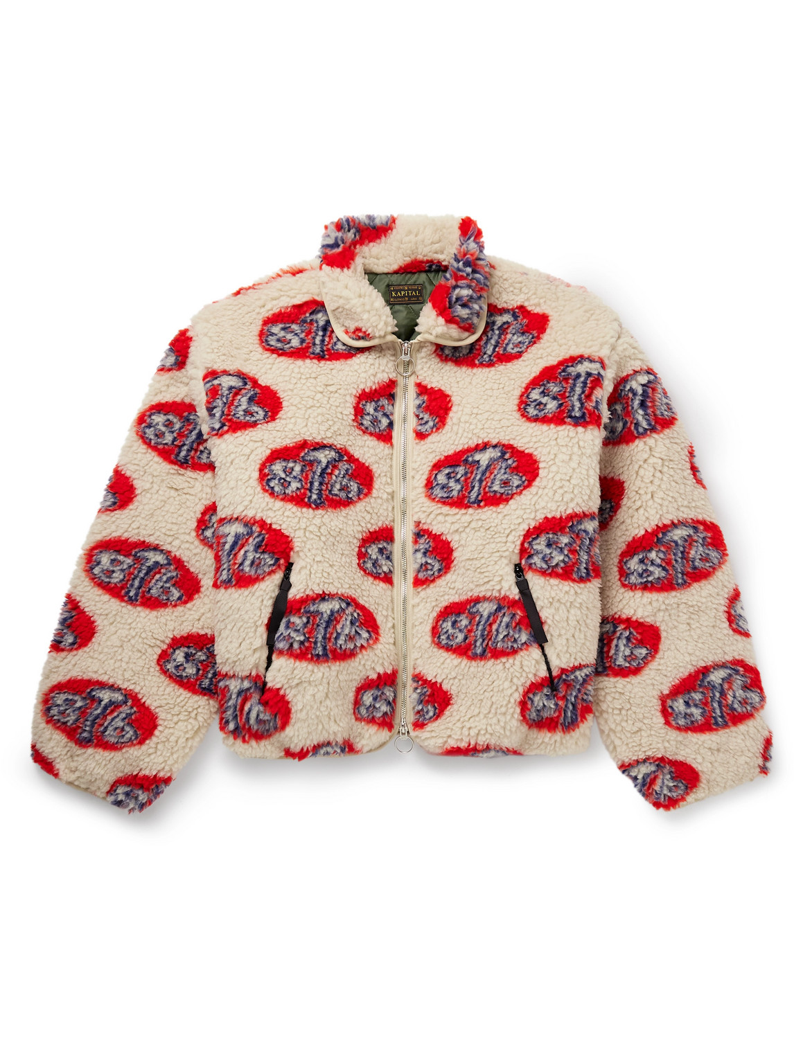 Kapital Drizzler Cropped Printed Fleece Jacket In Neutrals