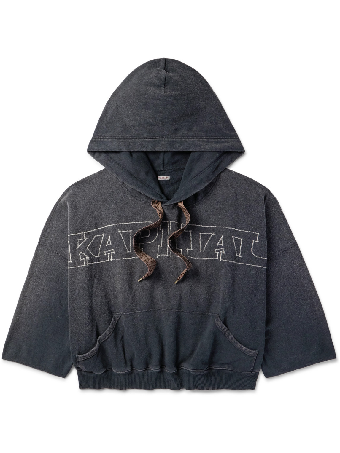 Kapital Oversized Logo-embroidered Cotton-jersey Hoodie In Grey