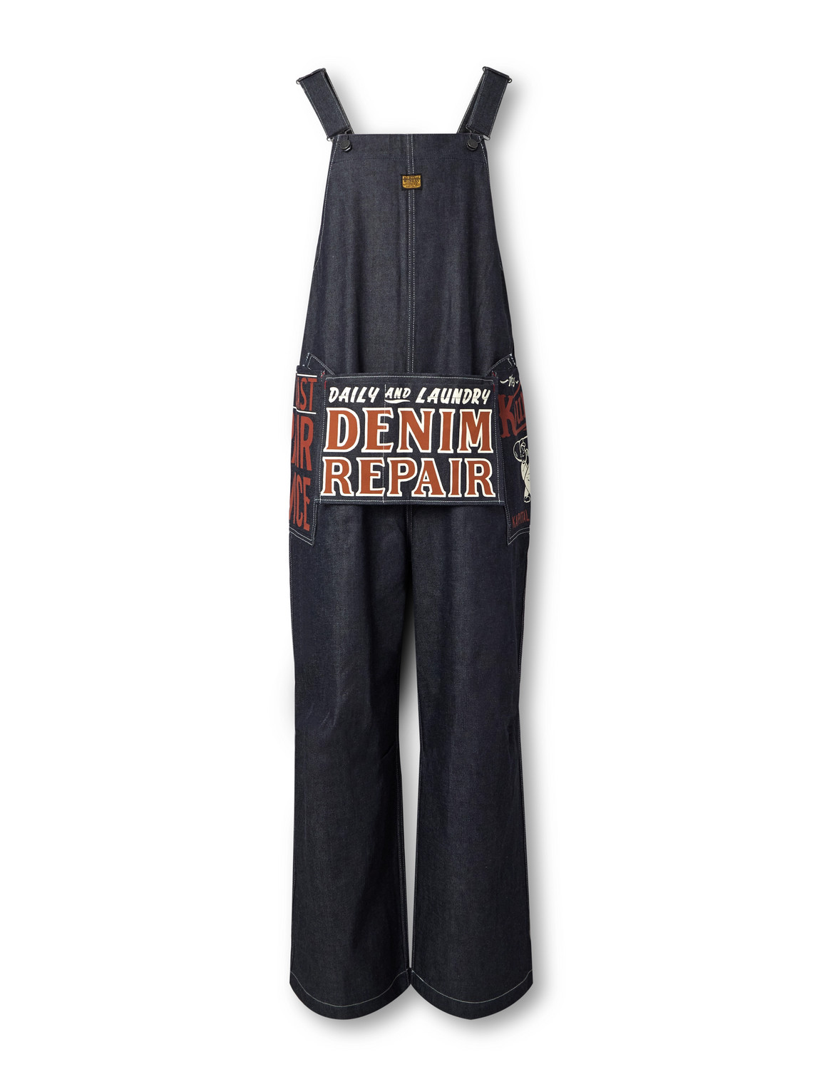 Kapital Printed Denim Overalls In Blue