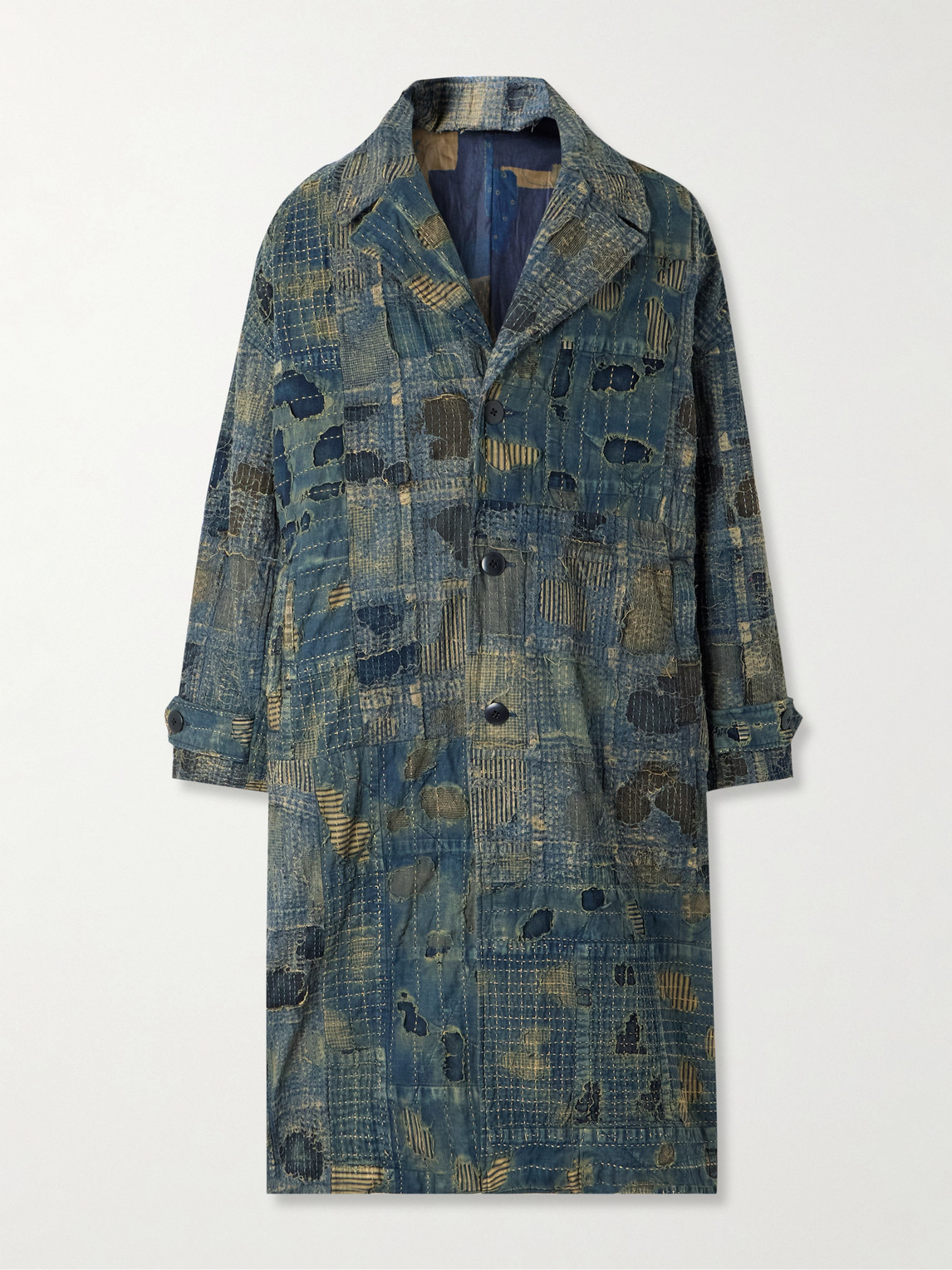 KAPITAL Boro Cavalier Distressed Cotton and Linen-Blend Jacket - Men